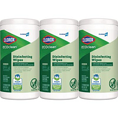 CloroxPro EcoClean Disinfecting Wipes, 1-Ply, 7 x 8, Unscented, White, 3/Carton (60787CT)