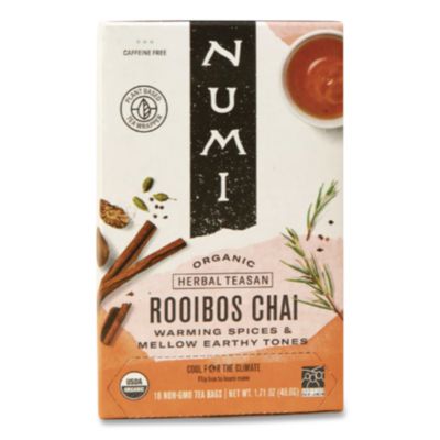 Numi Organic Teas and Teasans, 1.71 oz, Rooibos Chai, 18/Box (10200)