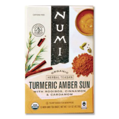 Numi Turmeric Tea, Amber Sun, 1.46 oz Bag, 15/Box (10552)