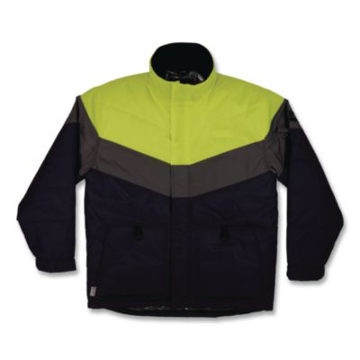 ergodyne N-Ferno 6464 Insulated Freezer Jacket with AmpliFIRE Heat Reflective Lining, 2X-Large, Navy (41136)