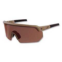 ergodyne Skullerz AEGIR Color Enhance Anti-Scratch Anti-Fog Safety Glasses, Matte Desert Half Frame, High Contrast Bronze Single Lens (55220)
