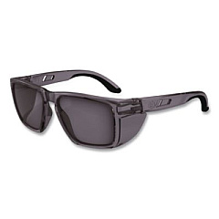 ergodyne Skullerz SIXTEN Anti-Scratch Enhanced Anti-Fog Safety Glasses with Side Shields, Smoke Full Frame, Smoke Dual Lens (58211)