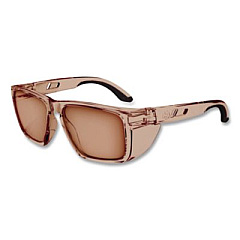 ergodyne Skullerz SIXTEN Anti-Scratch Enhanced Anti-Fog Safety Glasses with Side Shields, Translucent Tan Full Frame, Tan Dual Lens (58212)
