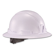 ergodyne Skullerz 8963 Full Brim Class E Safety Helmet, 6-Point Rachet Suspension, Full Brim, White (60540)