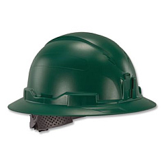 ergodyne Skullerz 8963 Full Brim Class E Safety Helmet, 6-Point Rachet Suspension, Full Brim, Green (60545)