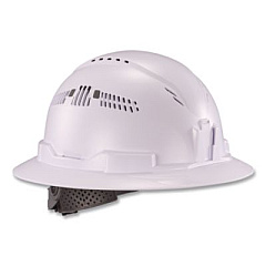 ergodyne Skullerz 8964 Full Brim Class C Safety Helmet, 6-Point Ratchet Suspension, White (60560)