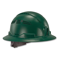 ergodyne Skullerz 8964 Full Brim Class C Safety Helmet, 6-Point Ratchet Suspension, Green (60565)