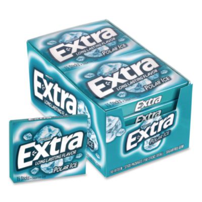 Wrigley's Extra Polar Ice Sugar-Free Gum, Polar Ice, 15 Sticks/Pack, 10 Packs/Carton (22002641)