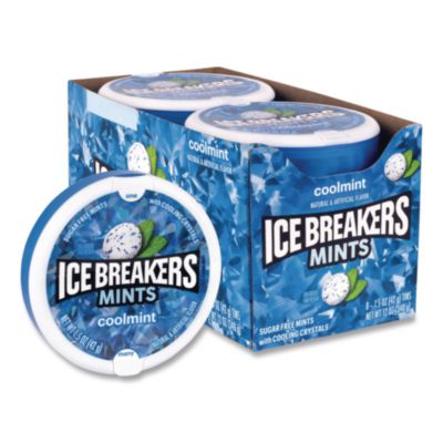 ICE BREAKERS Sugar-Free Cool Mints, Coolmint, 1.5 oz Tin, 8 Tins/Carton (22002642)