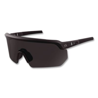 ergodyne Skullerz AEGIR Color Enhancing Anti-Scratch Anti-Fog Safety Glasses, Matte Black Half Frame, High Contrast Smoke Single Lens (55221)
