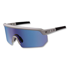 ergodyne Skullerz AEGIR Color Enhancing Safety Glasses, Matte Gray Half Frame, Mirrored High Contrast Ice Blue Single Lens (55211)