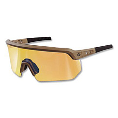 ergodyne Skullerz AEGIR Color Enhancing Safety Glasses, Matte Desert Half Frame, Mirrored High Contrast Yellow Single Lens (55212)
