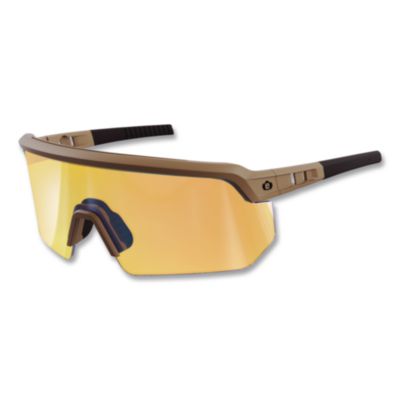 ergodyne Skullerz AEGIR Color Enhancing Safety Glasses, Matte Desert Half Frame, Mirrored High Contrast Yellow Single Lens (55212)