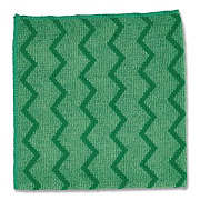 Rubbermaid Commercial Reusable Cleaning Cloths, Microfiber, 16 x 16, Green, 12/Carton (Q620)