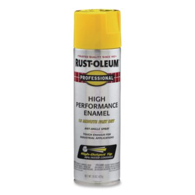 Rust-Oleum Professional Spray Paint, Gloss Yellow, 15 oz Aerosol Can, 6/Carton (7543838CT)