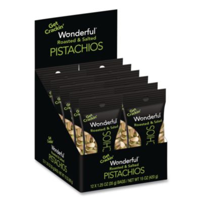 Paramount Farms Wonderful Pistachios In Shell Roasted and Salted, 1.5 oz Bag, 12 Bags/Box (70217)