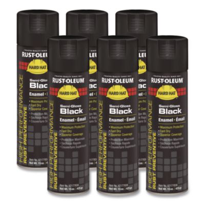 Rust-Oleum Hard Hat High Performance V2100 System Rust Preventive Enamel Spray Paint, Semi-Gloss Black, 15 oz Aerosol Can, 6/Carton (V2177838CT)