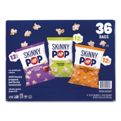 SkinnyPop Popcorn Variety Snack Pack, 0.5 oz Bag, 36 Bags/Carton (22001049)