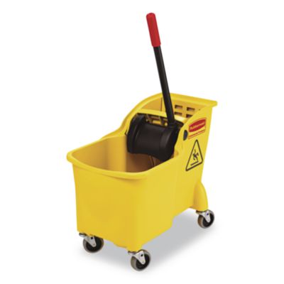 Rubbermaid Commercial Tandem 31-Quart Bucket/Wringer Combo, Reverse, Yellow (738000YEL)
