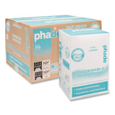 phade Marine Biodegradable Straws, 7.75", PHA, Ocean Blue, Wrapped, 375/BX, 10 Boxes/Carton (511167)