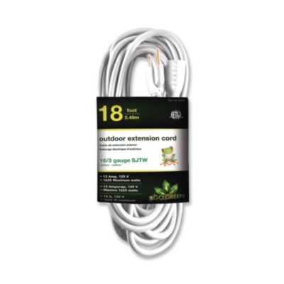 GoGreen Power 16 AWG Outdoor Extension Cord, 18 ft, 13 A, White (GG13718WH)
