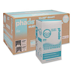 phade Marine Biodegradable Straws, 10.25", PHA, Ocean Blue, Wrapped, 250/Box, 8 Boxes/Carton (511168)