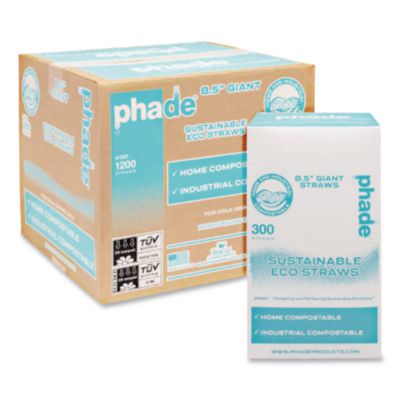 phade Marine Biodegradable Straws, 8.5", PHA, Ocean Blue, Wrapped, 300/BX, 4 Boxes/Carton (511169)