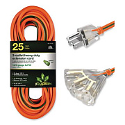 GoGreen Power 14 AWG 3-Outlet Heavy Duty Extension Cord, 25 ft, 15 A, Orange (GG15125)