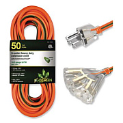 GoGreen Power 14 AWG 3-Outlet Heavy-Duty Extension Cord, 50 ft, 15 A, Orange (GG15150)