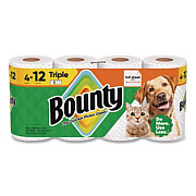 Bounty Kitchen Roll Paper Towels, 2-Ply, White, 10.5 x 11, 75 Sheets/Roll, 4 Triple Rolls/Pack, 6 Packs/Carton (16007)