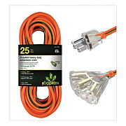 GoGreen Power 12 AWG 3-Outlet Heavy-Duty Extension Cord, 25 ft, 15 A, Orange (GG15225)
