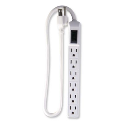 GoGreen Power 6 Outlet Mini Surge Protector, 2 ft Cord, 160 J, White (GG16103MIN)