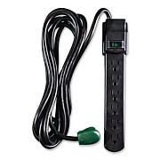 GoGreen Power 6 Outlet Surge Protector, 12 ft Cord, 250 J, Black (GG16103M12BK)
