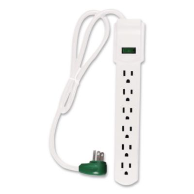 GoGreen Power 6 Outlet Surge Protector, 2.5 ft Cord, 160 J, White (GG16103MS)