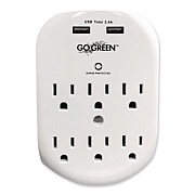 GoGreen Power 6 Outlet 4 USB Wall Tap, 735 J, White (GG16000USB4)