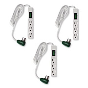 GoGreen Power 3 Outlet Power Strip, 2.5 ft Cord, White, 3/Pack (GG13002MS3)