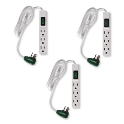 GoGreen Power 3 Outlet Power Strip, 2.5 ft Cord, White, 3/Pack (GG13002MS3)