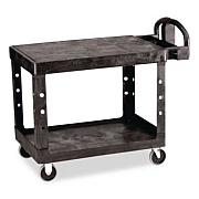 Rubbermaid Commercial Flat Shelf Utility Cart, Plastic, 2 Shelves, 500 lb Capacity, 25.25" x 44" x 38.13", Black (452500BK)