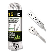 GoGreen Power 3 Outlet Indoor Extension Cord, 15 ft, 13 A, White (GG19615)