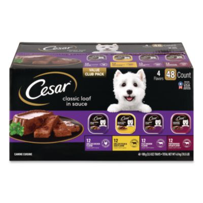 Cesar Classic Wet Dog Food Variety, Assorted Flavors, 3.5 oz Tray, 48/Carton (22002663)