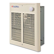 Global Industrial Fan Forced Wall Heater, Shaded Pole Motor, 1,500 W, 10.63 x 4.75 x 12.25, White (246744)