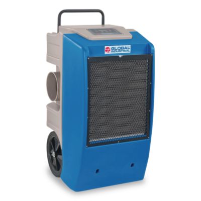 Global Industrial Low Grain Refrigerant Dehumidifier with Pump, 130 pt Tank Capacity, 22.43 x 20.81 x 37.81, Blue (246704)