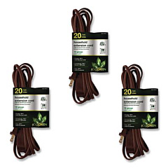 GoGreen Power Household Extension Cord, 20 ft, 13 A, Brown, 3/Pack (GG248203)