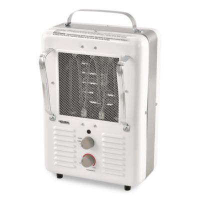 Global Industrial Portable Milkhouse Style Electric Heater, 1,500 W, 8 x 10.25 x 15.75, White (246098)
