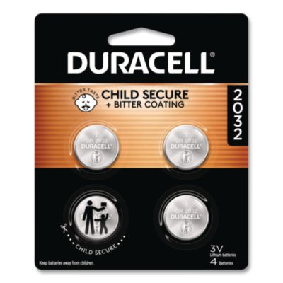 Duracell Lithium Coin Batteries With Bitterant, 2032, 4/Pack (DL2032B4PK)