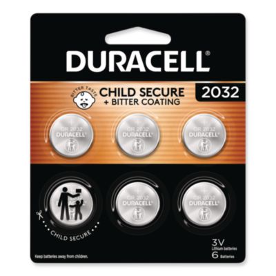 Duracell Lithium Coin Batteries With Bitterant, 2032, 6/Pack (DL2032B6PK)