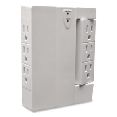 GoGreen Power 6 Outlet Swivel Wall Tap with Surge Protection, 1,000 J, White (GG16310TSW)