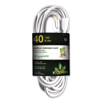 GoGreen Power 16 AWG Outdoor Extension Cord, 40 ft, 13 A, White (GG13740WH)