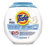 Tide PODS Laundry Detergent, HE Compatible, Free and Gentle, 56 oz Tub, 76 Pacs/Tub (09488EA)