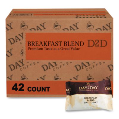 Day to Day Coffee 100% Pure Coffee, Breakfast Blend, 1.5 oz Pack, 42 Packs/Carton (23003)
